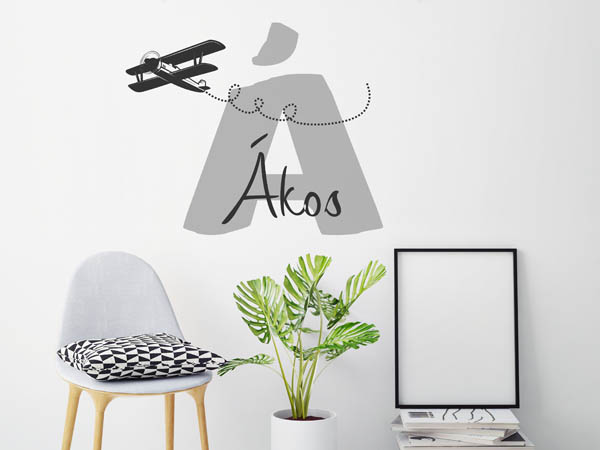 Wandtattoo Ákos mit Flugzeug