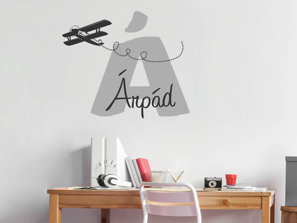 Wandtattoo Árpád mit Flugzeug