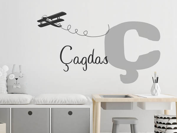 Wandtattoo Çagdas mit Flugzeug