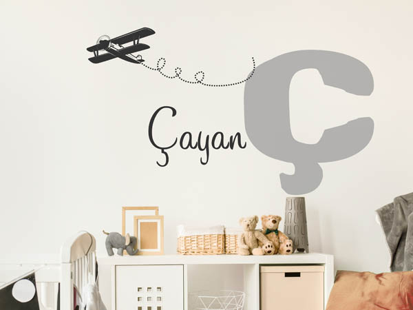 Wandtattoo Çayan mit Flugzeug