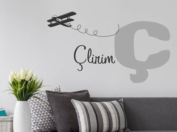 Wandtattoo Çlirim mit Flugzeug