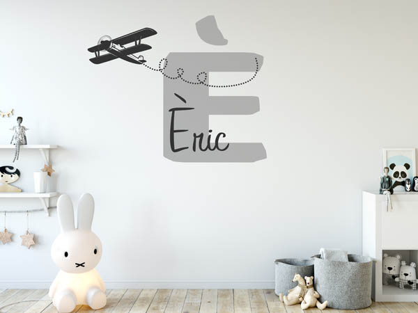 Wandtattoo Èric mit Flugzeug