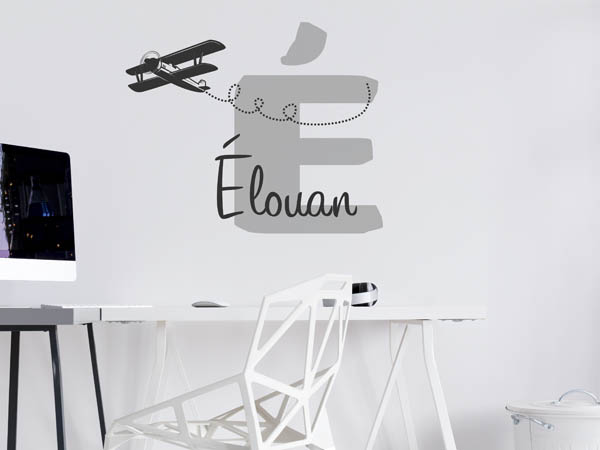 Wandtattoo Élouan mit Flugzeug