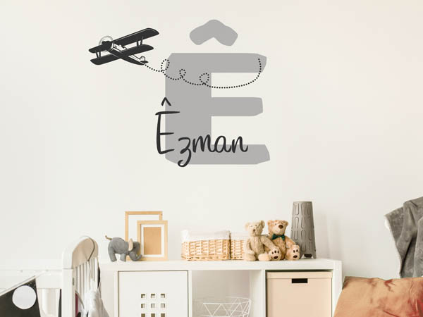 Wandtattoo Êzman mit Flugzeug