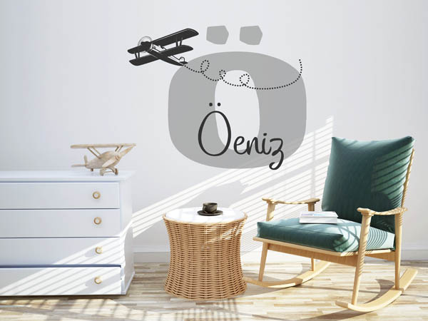 Wandtattoo Öeniz mit Flugzeug