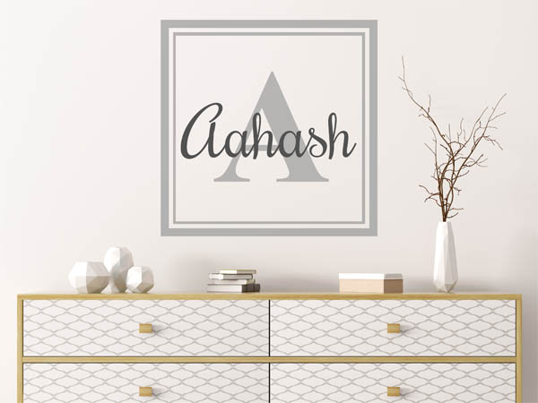 Wandtattoo Aahash als eckiges Monogramm