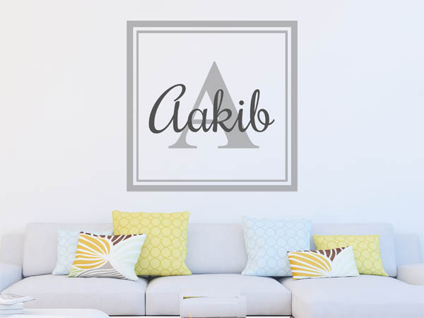 Wandtattoo Aakib als eckiges Monogramm