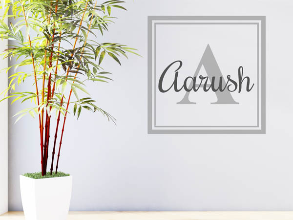 Wandtattoo Aarush als eckiges Monogramm