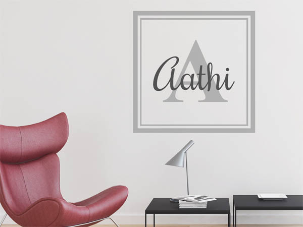 Wandtattoo Aathi als eckiges Monogramm