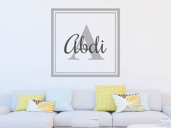 Wandtattoo Abdi als eckiges Monogramm