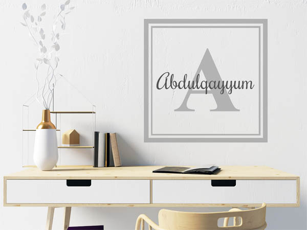 Wandtattoo Abdulqayyum als eckiges Monogramm