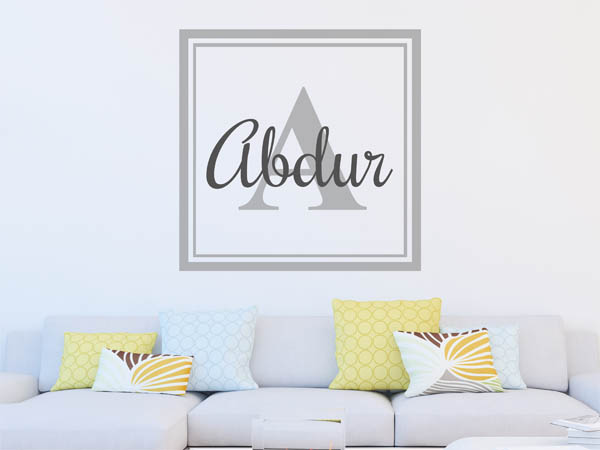 Wandtattoo Abdur als eckiges Monogramm