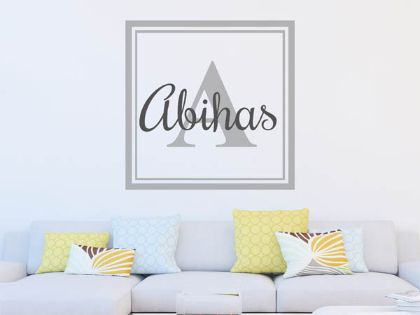 Wandtattoo Abihas als eckiges Monogramm