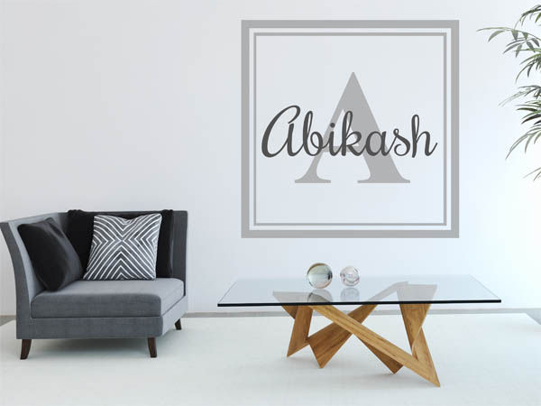 Wandtattoo Abikash als eckiges Monogramm