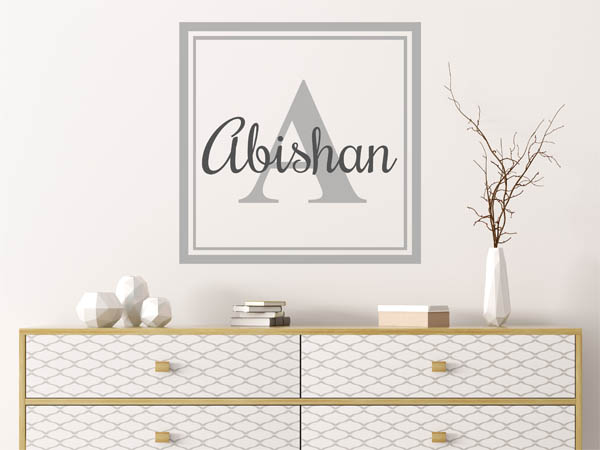 Wandtattoo Abishan als eckiges Monogramm