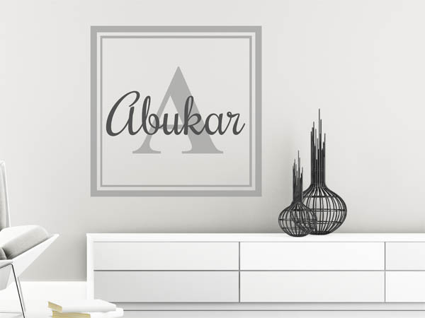 Wandtattoo Abukar als eckiges Monogramm