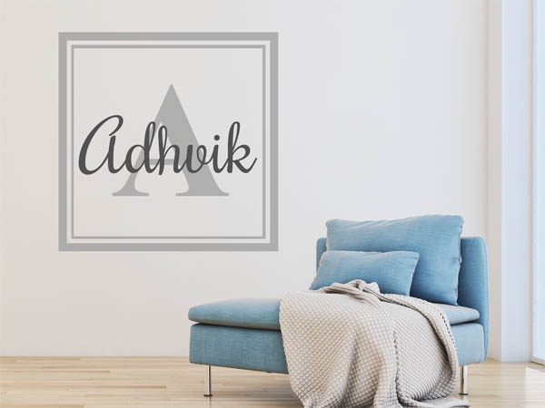 Wandtattoo Adhvik als eckiges Monogramm