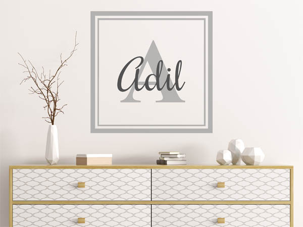 Wandtattoo Adil als eckiges Monogramm