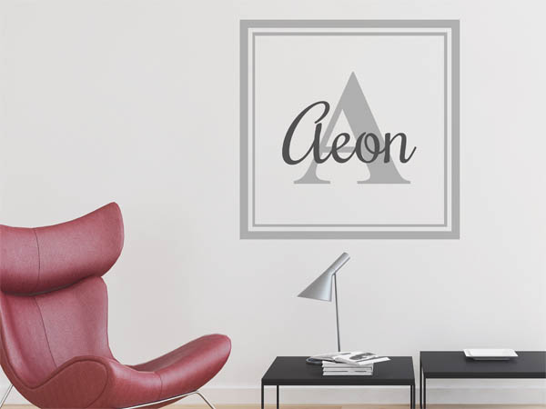Wandtattoo Aeon als eckiges Monogramm