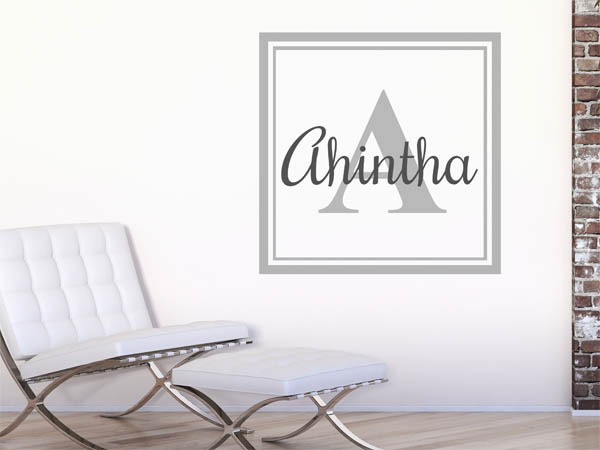 Wandtattoo Ahintha als eckiges Monogramm