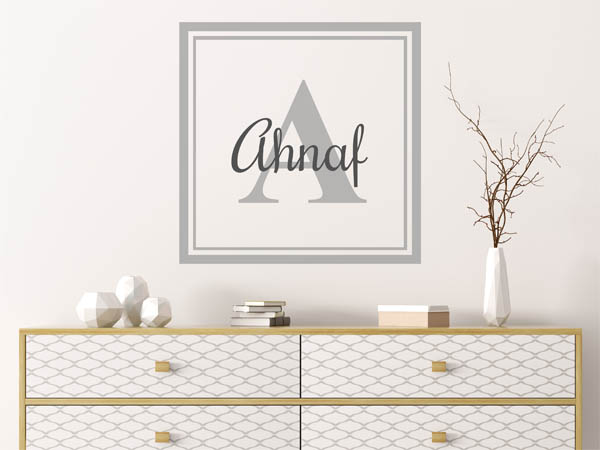Wandtattoo Ahnaf als eckiges Monogramm