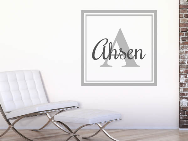 Wandtattoo Ahsen als eckiges Monogramm