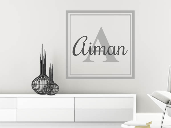 Wandtattoo Aiman als eckiges Monogramm