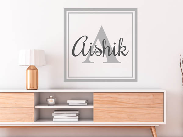 Wandtattoo Aishik als eckiges Monogramm