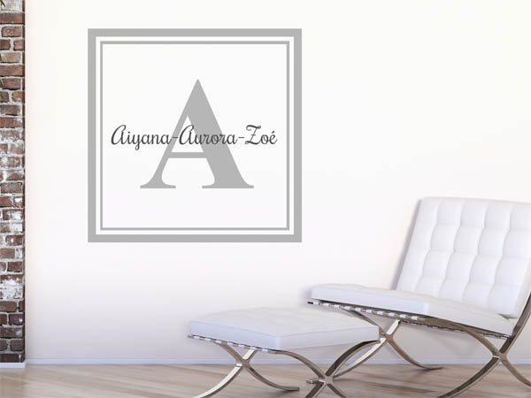 Wandtattoo Aiyana-Aurora-Zoé als eckiges Monogramm