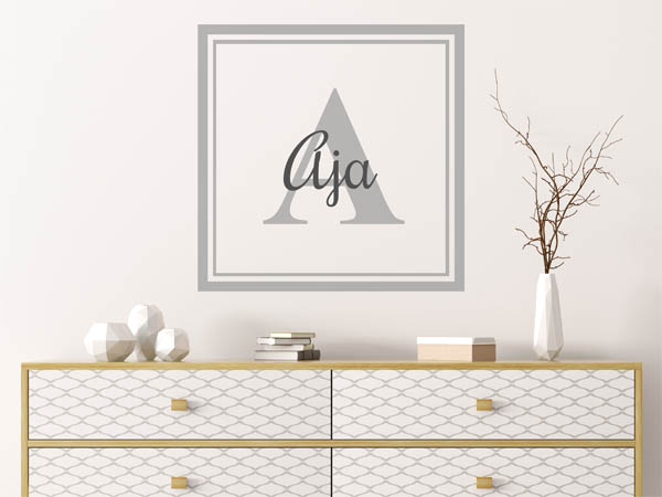 Wandtattoo Aja als eckiges Monogramm
