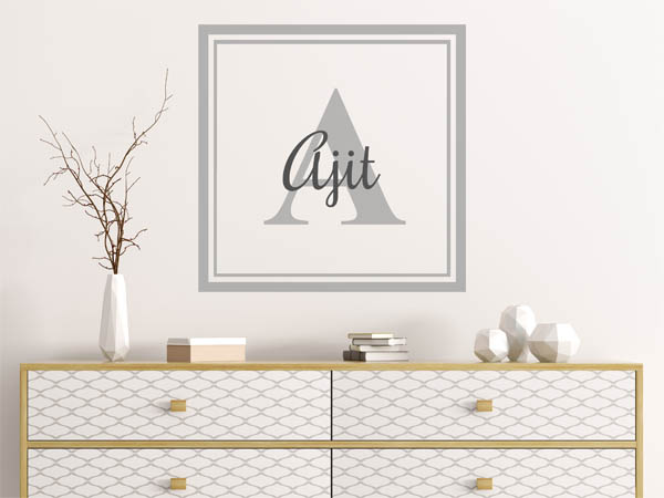 Wandtattoo Ajit als eckiges Monogramm