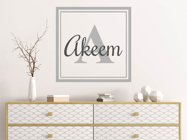 Wandtattoo Akeem als eckiges Monogramm