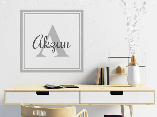 Wandtattoo Akzan als eckiges Monogramm