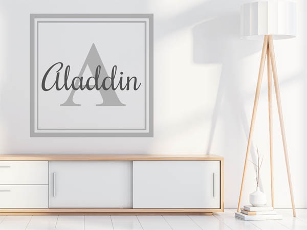 Wandtattoo Aladdin als eckiges Monogramm