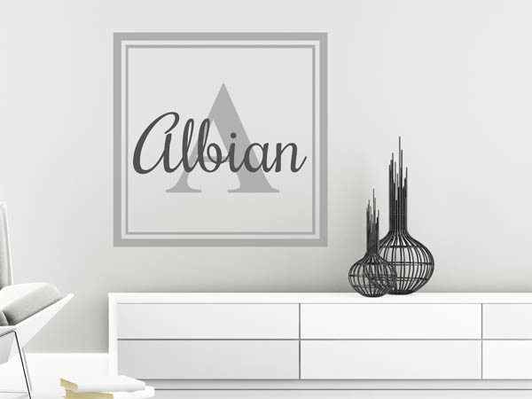 Wandtattoo Albian als eckiges Monogramm
