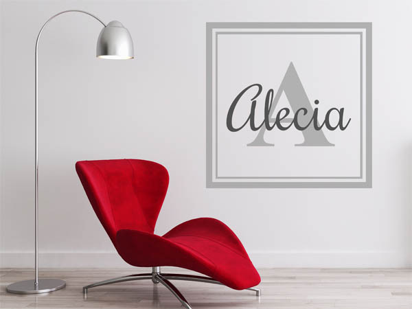Wandtattoo Alecia als eckiges Monogramm