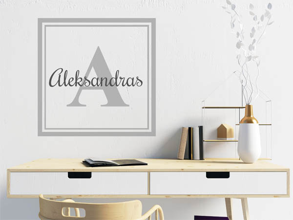 Wandtattoo Aleksandras als eckiges Monogramm