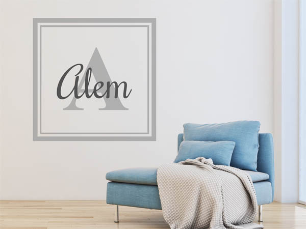 Wandtattoo Alem als eckiges Monogramm