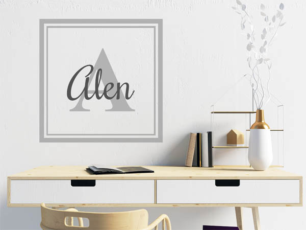 Wandtattoo Alen als eckiges Monogramm