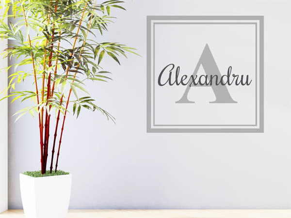Wandtattoo Alexandru als eckiges Monogramm