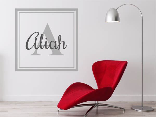 Wandtattoo Aliah als eckiges Monogramm