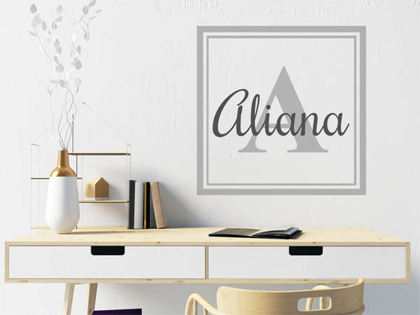 Wandtattoo Aliana als eckiges Monogramm