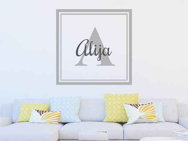 Wandtattoo Alija als eckiges Monogramm