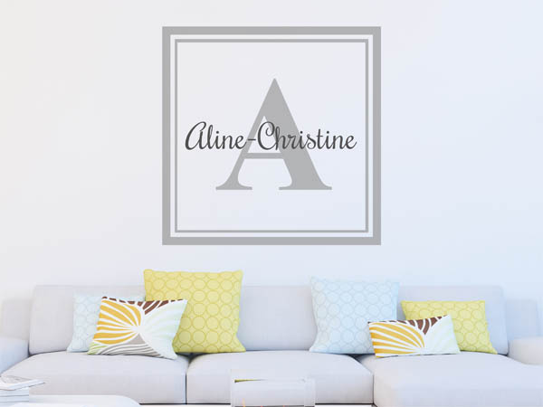 Wandtattoo Aline-Christine als eckiges Monogramm