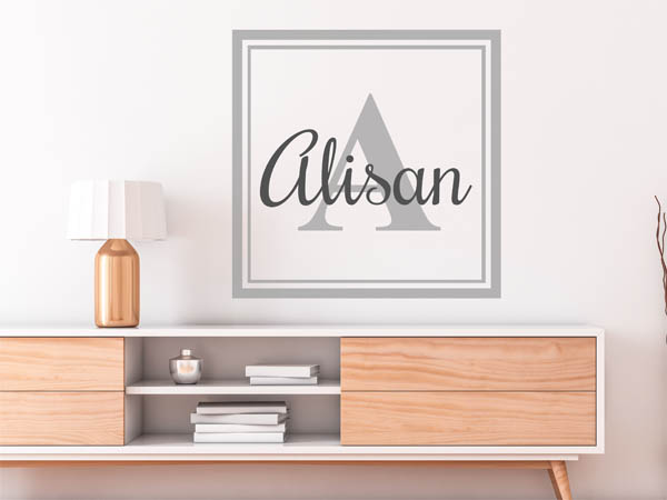 Wandtattoo Alisan als eckiges Monogramm