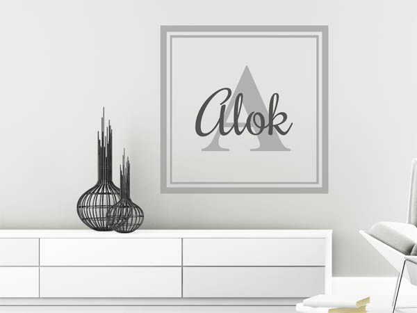 Wandtattoo Alok als eckiges Monogramm