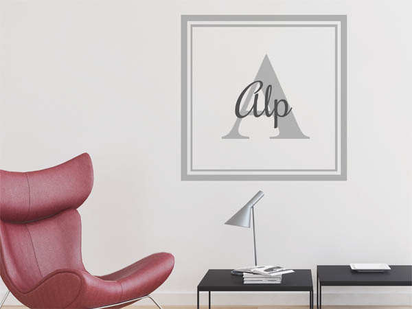 Wandtattoo Alp als eckiges Monogramm