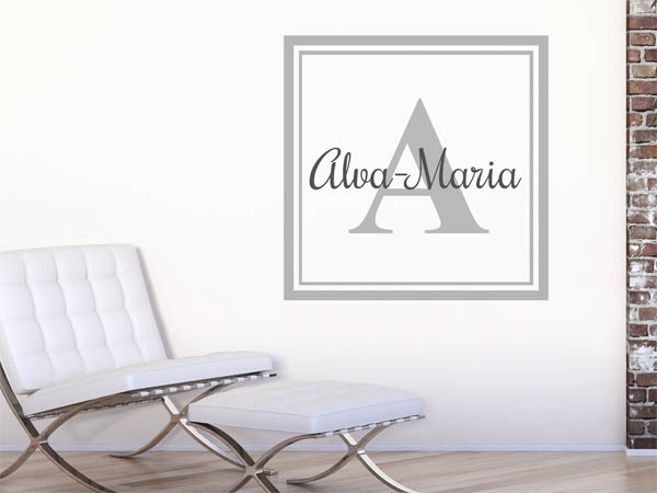 Wandtattoo Alva-Maria als eckiges Monogramm
