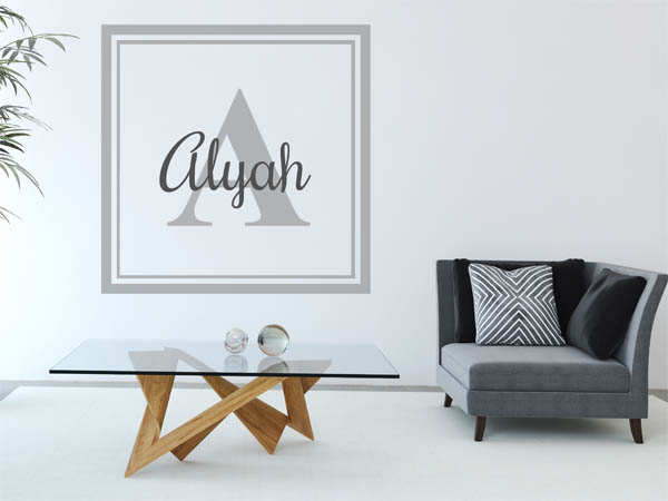 Wandtattoo Alyah als eckiges Monogramm