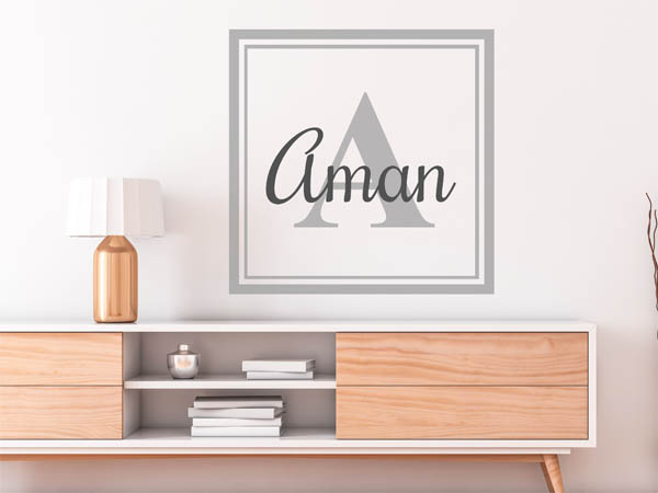 Wandtattoo Aman als eckiges Monogramm